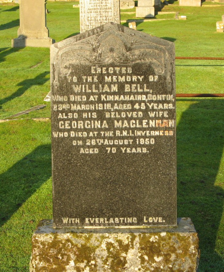 Photo of headstones/Georgina Maclennan d1950 hdstn Rosskeen